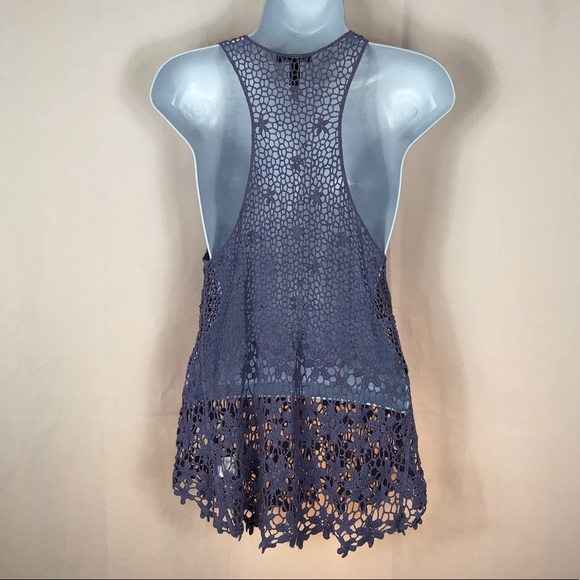 Fang cotton floral crocheted tank M - Picture 3 of 4